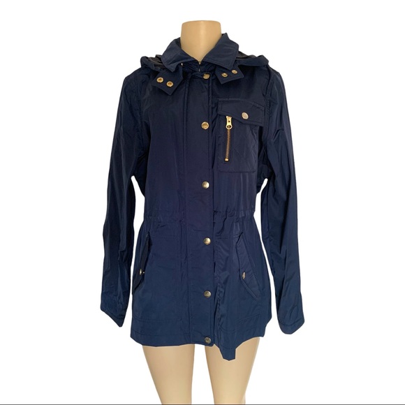 Denver Hayes Windbreaker Lightweight Utility Sport Jacket Hooded Cinch Waist - Picture 1 of 10